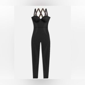 Adidas x Ivy Park Beyonce Knit Catsuit Core Bustier Black Jumpsuit Size Medium